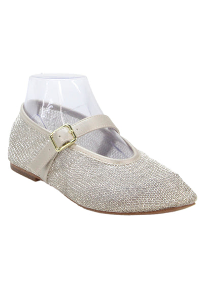 Steve Madden Womens Mesh Textured Metallic Buckled Flats Gold Size 7