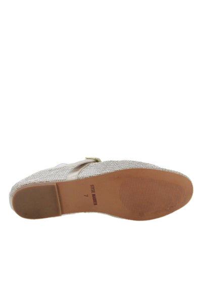 Steve Madden Womens Mesh Textured Metallic Buckled Flats Gold Size 7