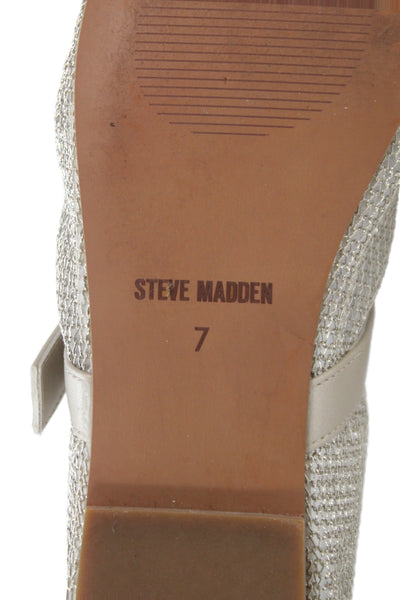 Steve Madden Womens Mesh Textured Metallic Buckled Flats Gold Size 7