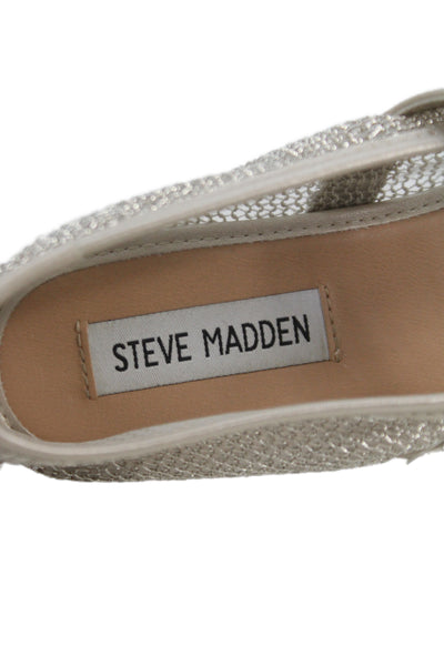 Steve Madden Womens Mesh Textured Metallic Buckled Flats Gold Size 7