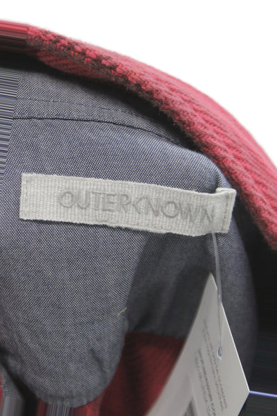 Outerknown Mens Organic Cotton Collared Striped Top Red Size S