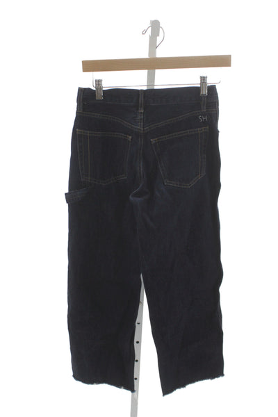 Still Here Unisex Adults Cropped Carpenter Jeans Blue Mid Rise Size 25