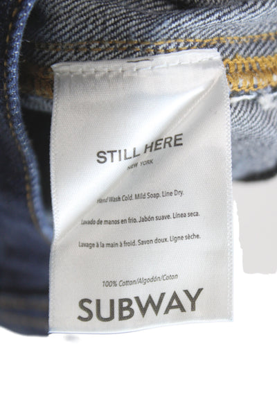 Still Here Unisex Adults Cropped Carpenter Jeans Blue Mid Rise Size 25