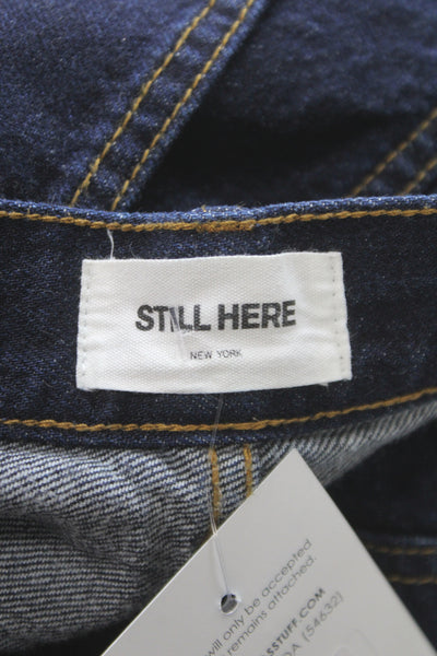 Still Here Unisex Adults Cropped Carpenter Jeans Blue Mid Rise Size 25