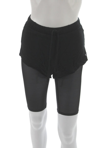 Alo Women Activewear Shorts Black Rayon Athleisure Size 2XS