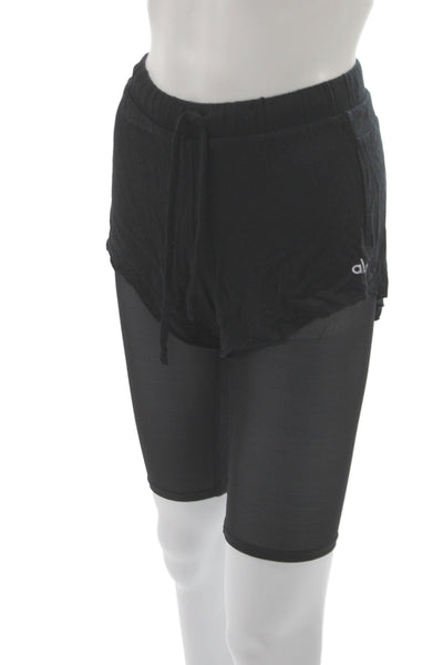 Alo Women Activewear Shorts Black Rayon Athleisure Size 2XS