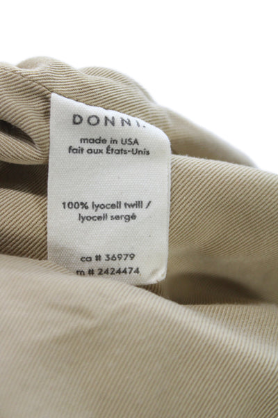 Donni Women Cropped Button-Up Beige V-Neck Sleeveless Lyocell Twill Size XS
