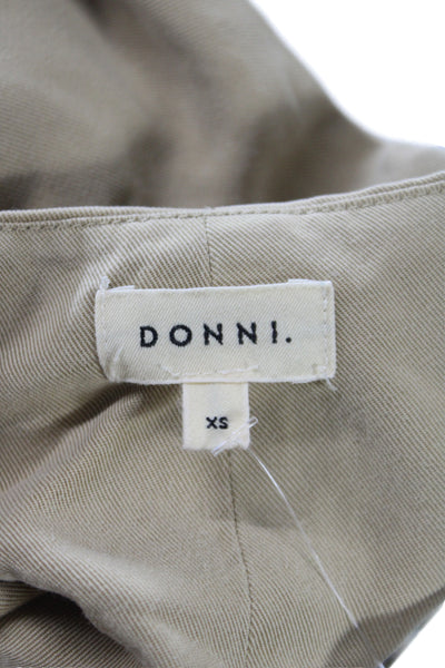 Donni Women Cropped Button-Up Beige V-Neck Sleeveless Lyocell Twill Size XS