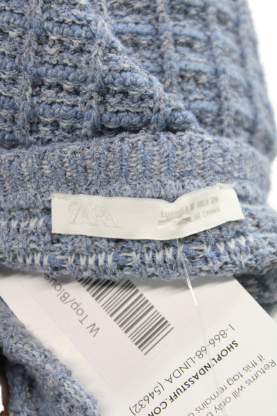 Zara Womens Strapless Corset Top Blue Checked Polyester Button Size S