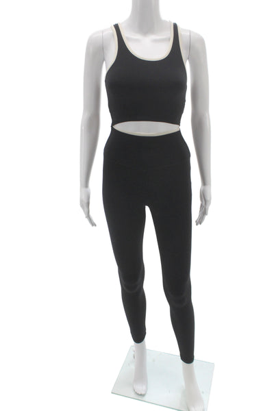 Splits59 Womens Cropped Tank Black Scoop Neck Athleisure Nylon Size XS