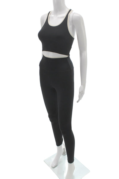 Splits59 Womens Cropped Tank Black Scoop Neck Athleisure Nylon Size XS
