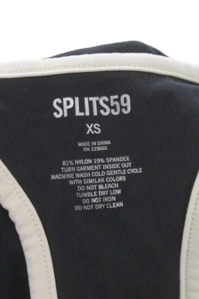 Splits59 Womens Cropped Tank Black Scoop Neck Athleisure Nylon Size XS