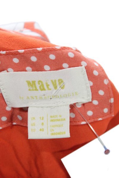 Maeve Anthropologie Women Orange Floral Maxi Dress Midi Size 8
