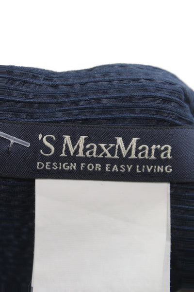 S Max Mara Women Blue Striped Nautical Shift Dress Short Sleeve Size 10
