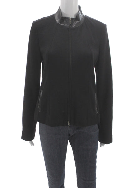 ADEC2 By Phillippe Adec Women Biker Wool Jacket Black Zip Long Sleeve Size 8