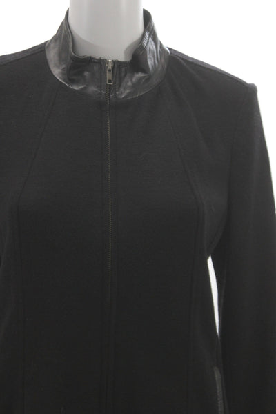 ADEC2 By Phillippe Adec Women Biker Wool Jacket Black Zip Long Sleeve Size 8