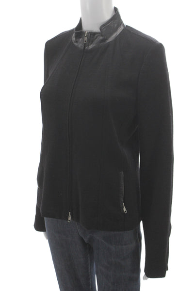 ADEC2 By Phillippe Adec Women Biker Wool Jacket Black Zip Long Sleeve Size 8