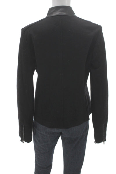 ADEC2 By Phillippe Adec Women Biker Wool Jacket Black Zip Long Sleeve Size 8