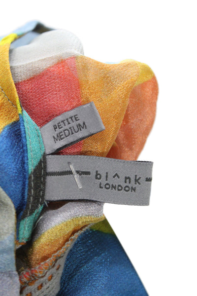 Blank London Womens Abstract Crew Neck Long Sleeve Shirt Multi-Color Size PM