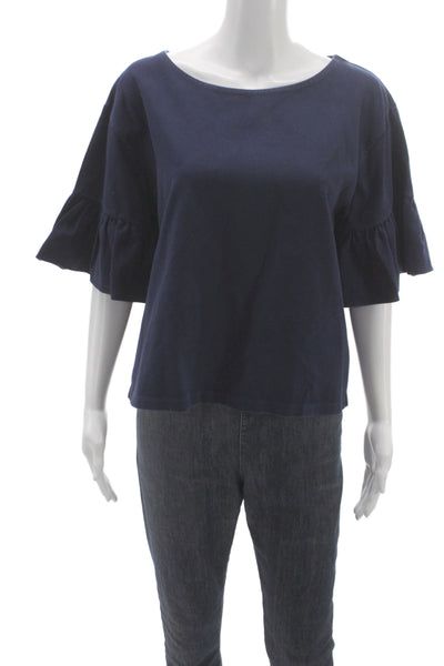 J Crew Unisex Blue Cotton Round Neck Short Sleeve T-Shirt Size M