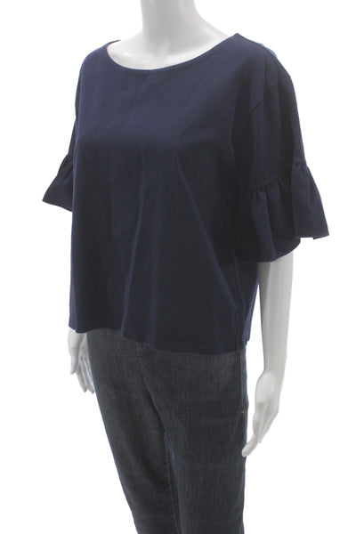 J Crew Unisex Blue Cotton Round Neck Short Sleeve T-Shirt Size M