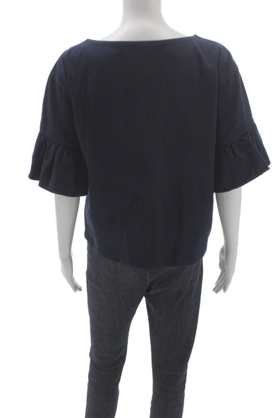 J Crew Unisex Blue Cotton Round Neck Short Sleeve T-Shirt Size M