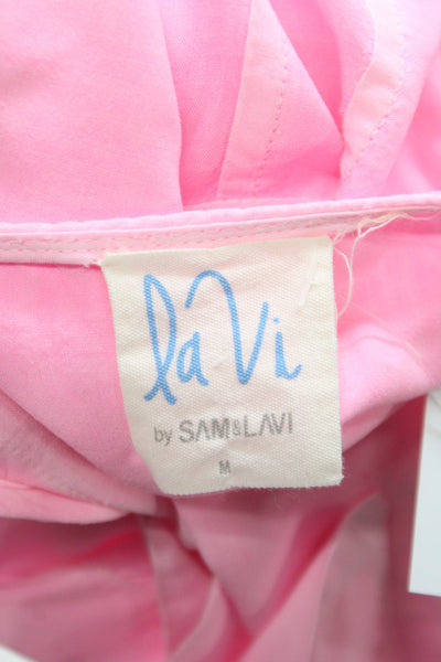 La Vi Womens Pink Basic Rayon Round Neck Long Sleeve Blouse Size M