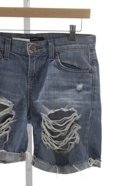 J Brand Women Bermuda Shorts Blue Cotton Button Distressed Summer Size 24
