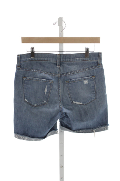 J Brand Women Bermuda Shorts Blue Cotton Button Distressed Summer Size 24