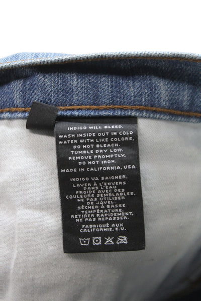 J Brand Women Bermuda Shorts Blue Cotton Button Distressed Summer Size 24