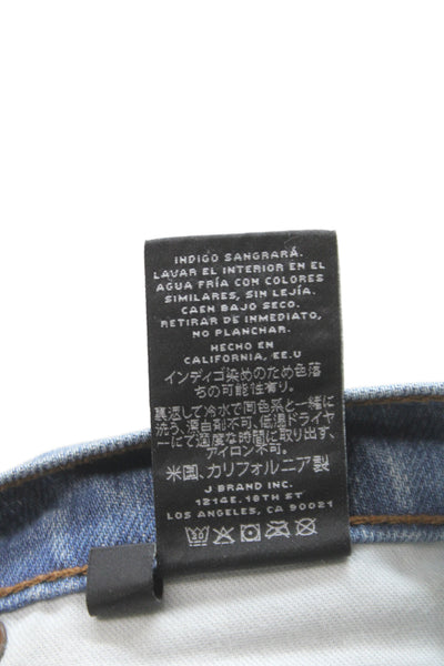 J Brand Women Bermuda Shorts Blue Cotton Button Distressed Summer Size 24
