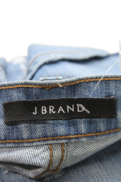 J Brand Women Bermuda Shorts Blue Cotton Button Distressed Summer Size 24