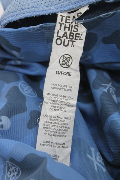 G/Fore Mens Bermuda Shorts Blue Camo Skull 100% Polyester Button Size 32