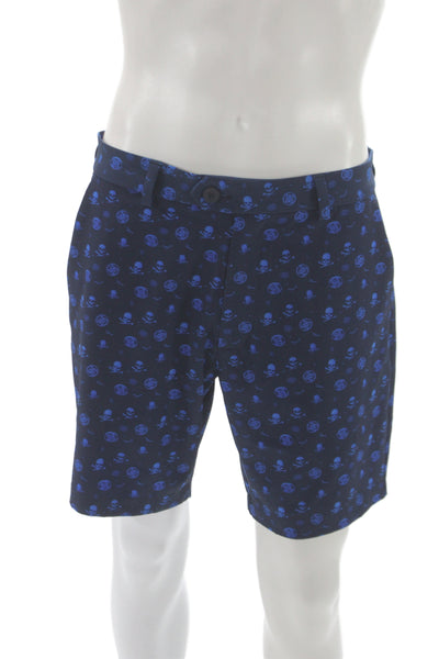 G/Fore Mens Bermuda Shorts Blue Geometric Skull Polyester Size 32
