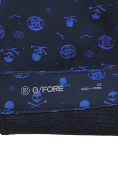 G/Fore Mens Bermuda Shorts Blue Geometric Skull Polyester Size 32