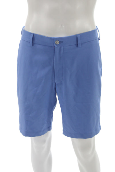 Peter Millar Mens Chino Golf Shorts Blue Recycled Polyester Size 32