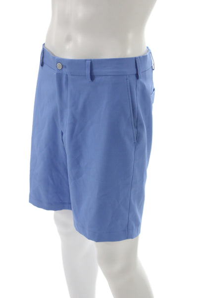 Peter Millar Mens Chino Golf Shorts Blue Recycled Polyester Size 32
