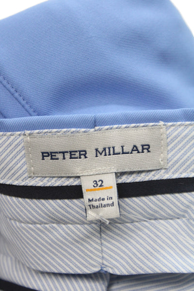 Peter Millar Mens Chino Golf Shorts Blue Recycled Polyester Size 32