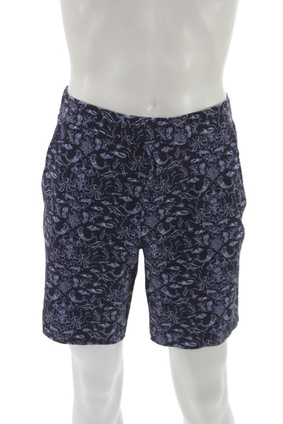 Greyson Mens Blue Marine Life Animal Print Polyamide Shorts Size 32