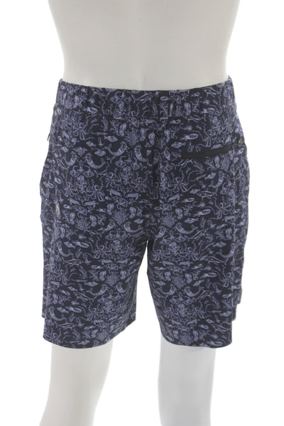 Greyson Mens Blue Marine Life Animal Print Polyamide Shorts Size 32
