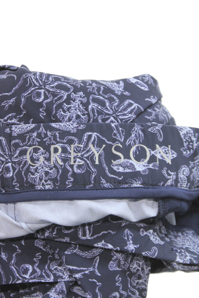 Greyson Mens Blue Marine Life Animal Print Polyamide Shorts Size 32