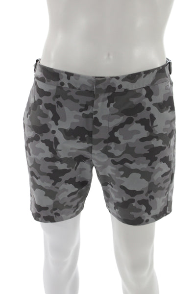 G/Fore Mens Chino Shorts Gray Camo 100% Polyester Button Closure Size 32