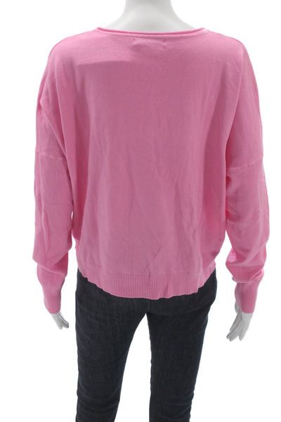Gab kate Womens Pullover Pink Scoop Neck Long Sleeve Size S