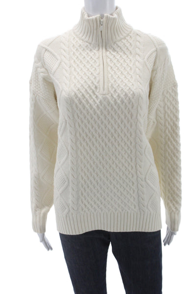 Sunday Best Women Pullover Sweater Ivory Merino High Neck Long Sleeve Size XS