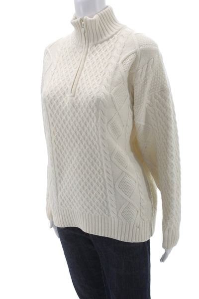 Sunday Best Women Pullover Sweater Ivory Merino High Neck Long Sleeve Size XS