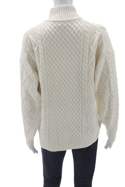 Sunday Best Women Pullover Sweater Ivory Merino High Neck Long Sleeve Size XS
