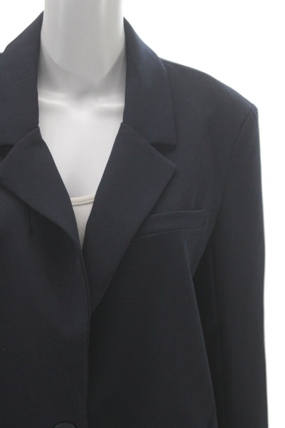 Aquatalia Women Polyester Classic Button Blazer Navy Blue Size S