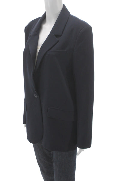 Aquatalia Women Polyester Classic Button Blazer Navy Blue Size S