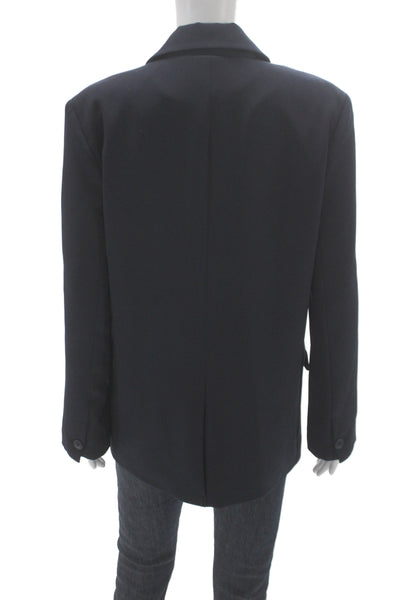 Aquatalia Women Polyester Classic Button Blazer Navy Blue Size S