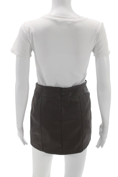 Robertson + Rodeo Women Brown Vegan Leather Mini Skirt Zip Fall Size S